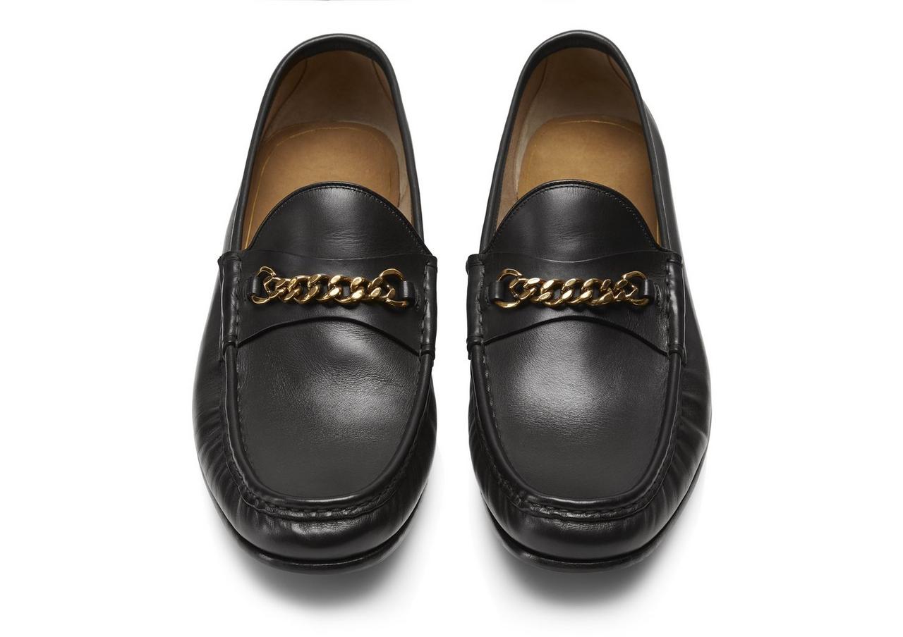 LEATHER YORK CHAIN LOAFERS