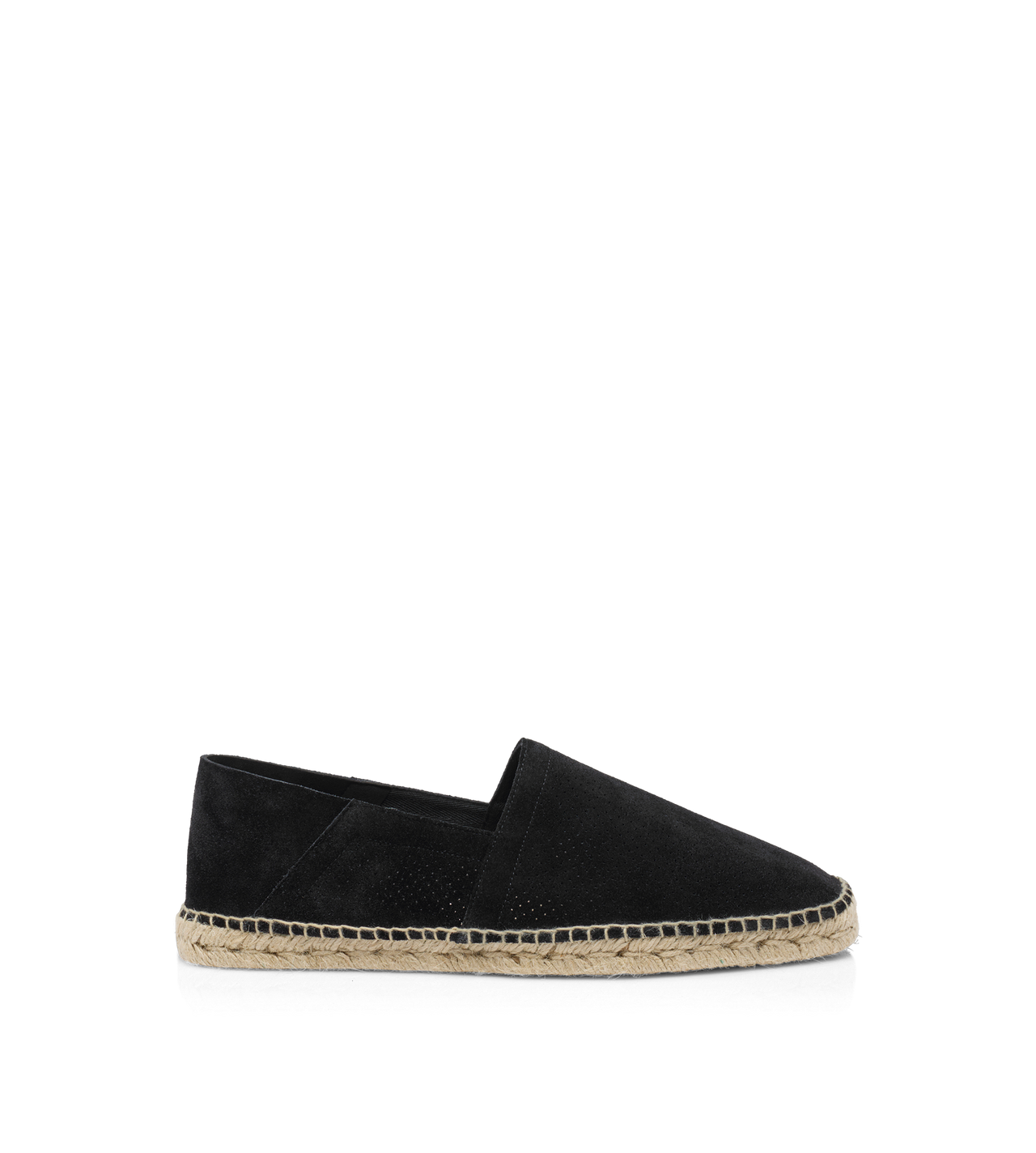 TOM FORD  BLACK AND ECRU PERFORATED SUEDE BARNES ESPADRILLE