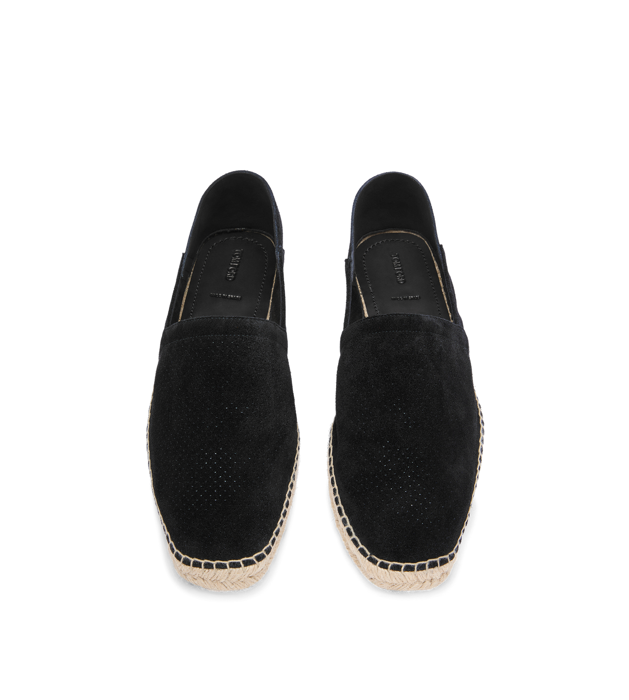 TOM FORD  BLACK AND ECRU PERFORATED SUEDE BARNES ESPADRILLE