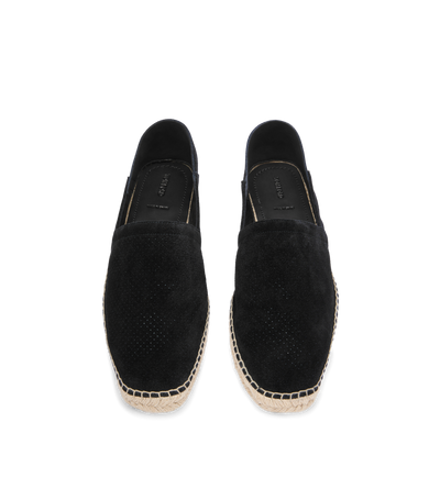 TOM FORD  BLACK AND ECRU PERFORATED SUEDE BARNES ESPADRILLE