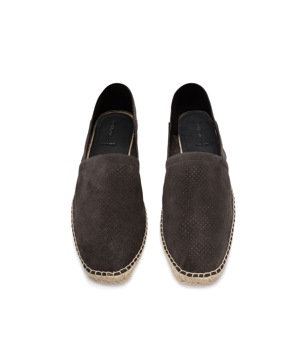 TOM FORD  ANTHRACITE + ECRU' PERFORATED SUEDE BARNES ESPADRILLE