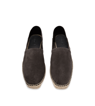 TOM FORD  ANTHRACITE + ECRU' PERFORATED SUEDE BARNES ESPADRILLE