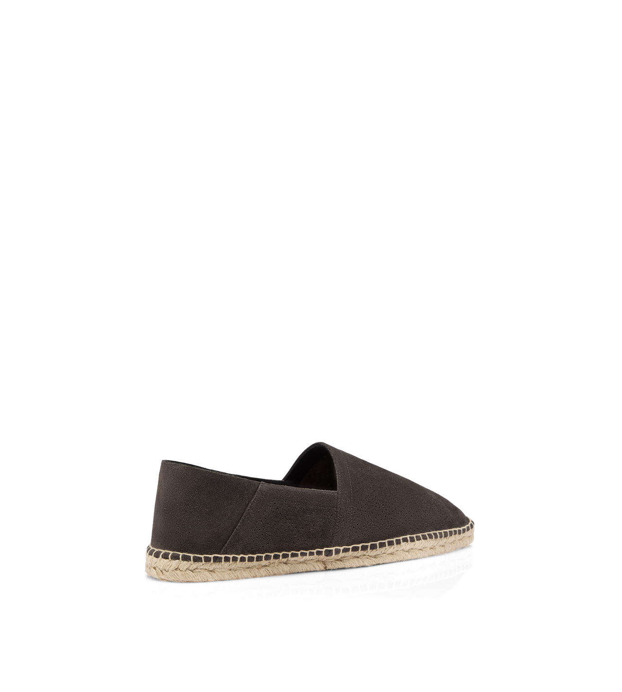 TOM FORD  ANTHRACITE + ECRU' PERFORATED SUEDE BARNES ESPADRILLE