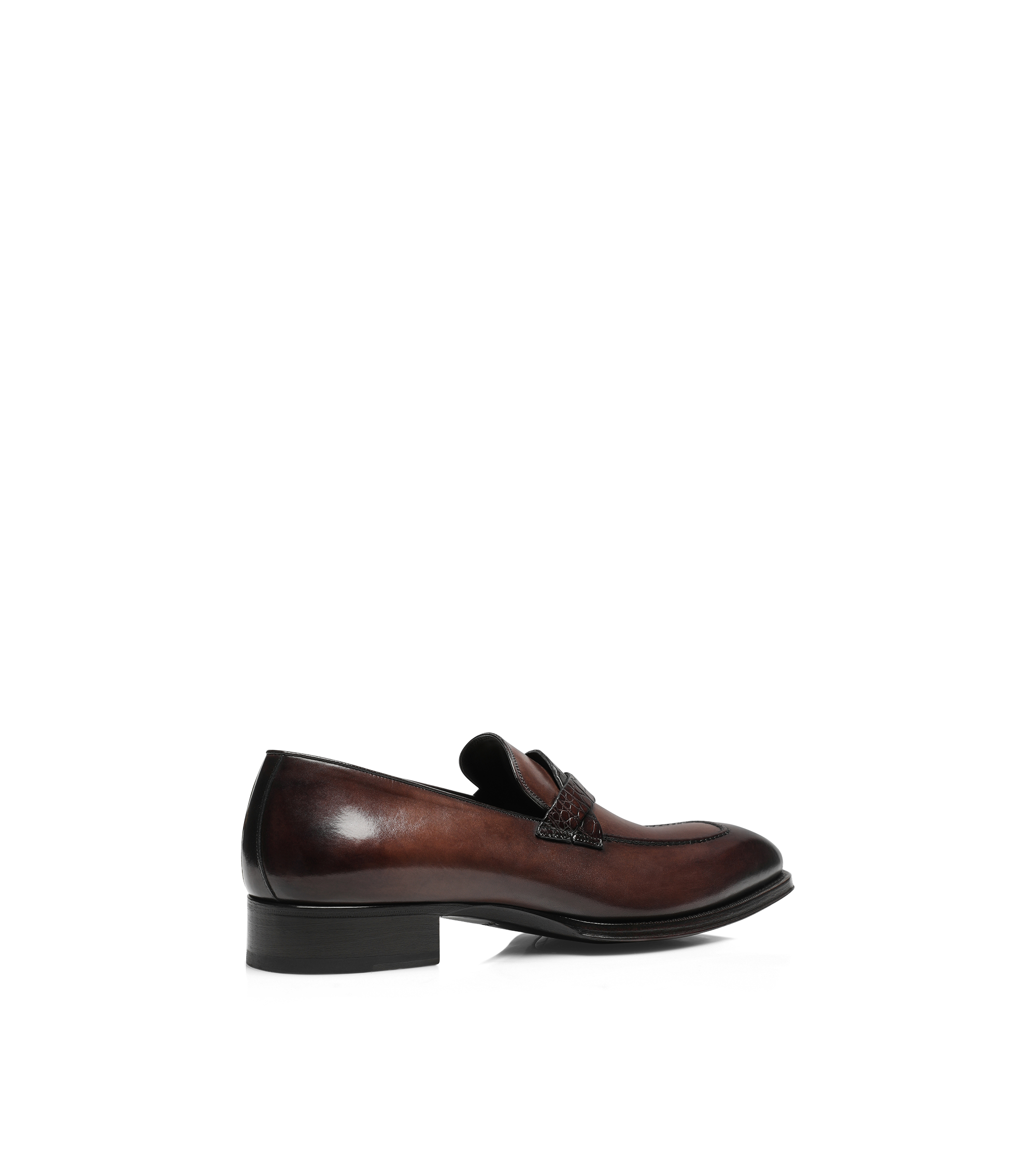 BURNISHED LEATHER AND ALLIGATOR ELKAN TWISTED BAND LOAFER | TOM