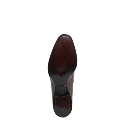 BURNISHED LEATHER AND ALLIGATOR ELKAN TWISTED BAND LOAFER image number 3