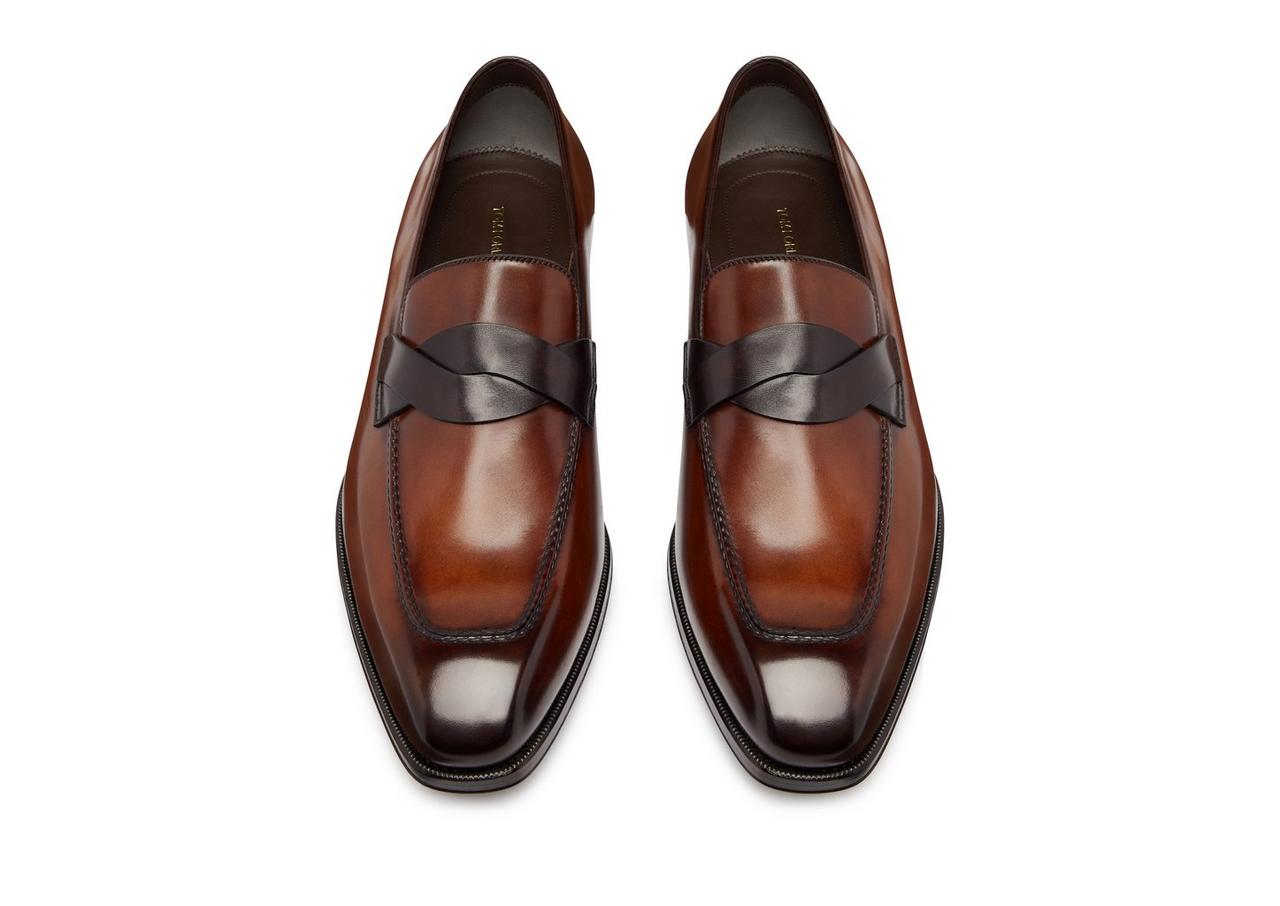 BURNISHED LEATHER ELKAN TWISTED BAND LOAFER image number 1