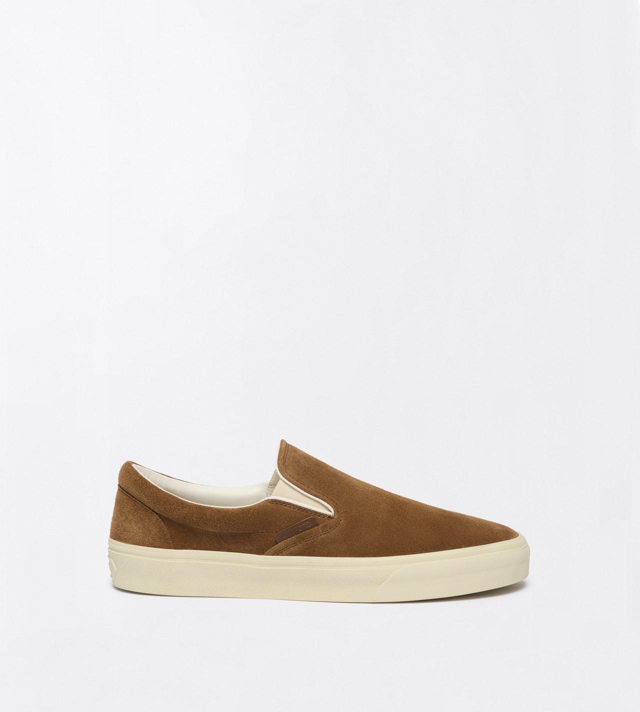 TOM FORD LEATHER WHISKY + CREAM SUEDE JUDE SLIP ON SNEAKER