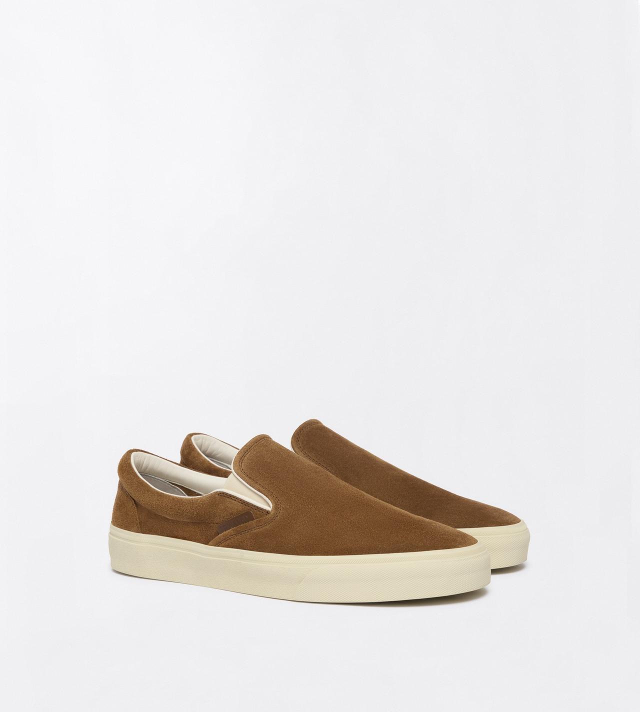 TOM FORD LEATHER WHISKY + CREAM SUEDE JUDE SLIP ON SNEAKER