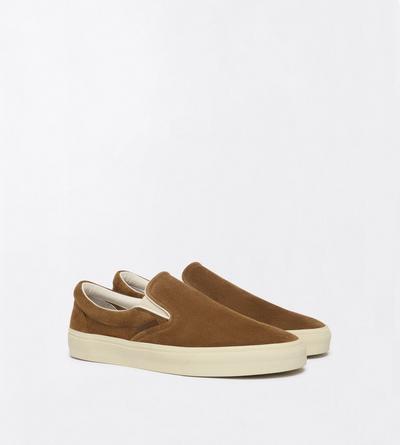 TOM FORD LEATHER WHISKY + CREAM SUEDE JUDE SLIP ON SNEAKER