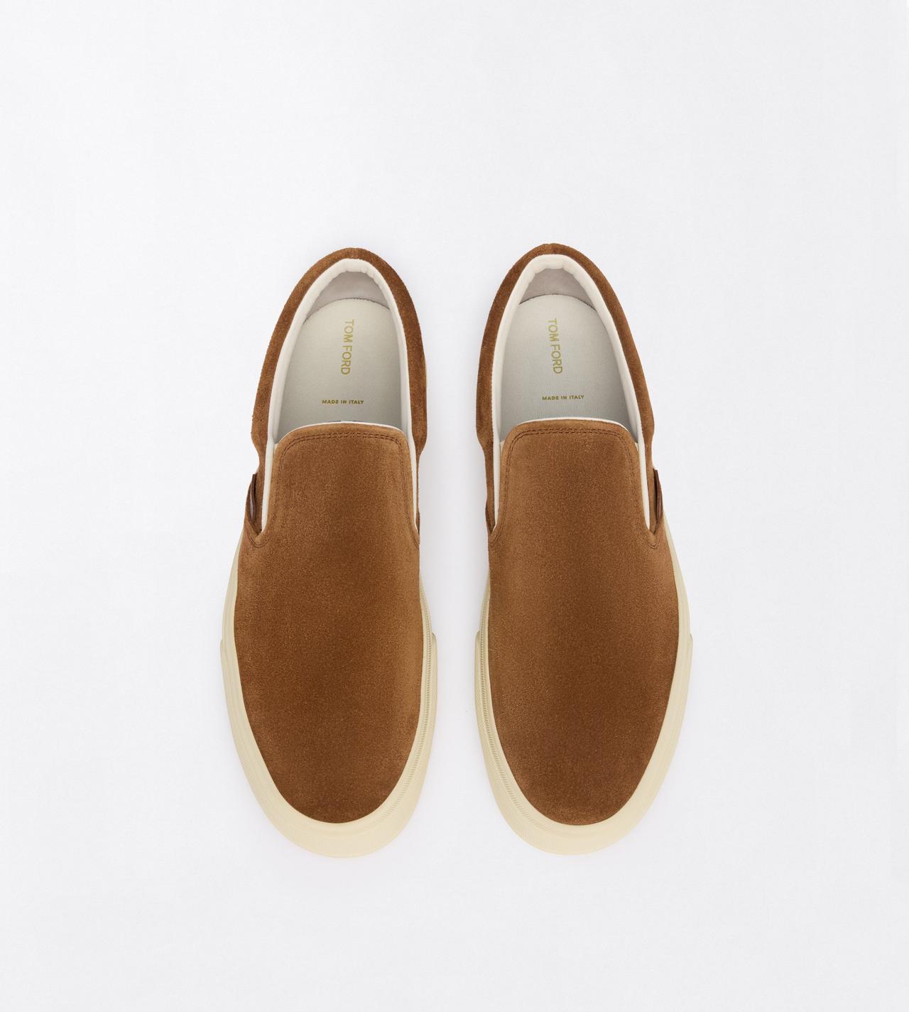 TOM FORD LEATHER WHISKY + CREAM SUEDE JUDE SLIP ON SNEAKER