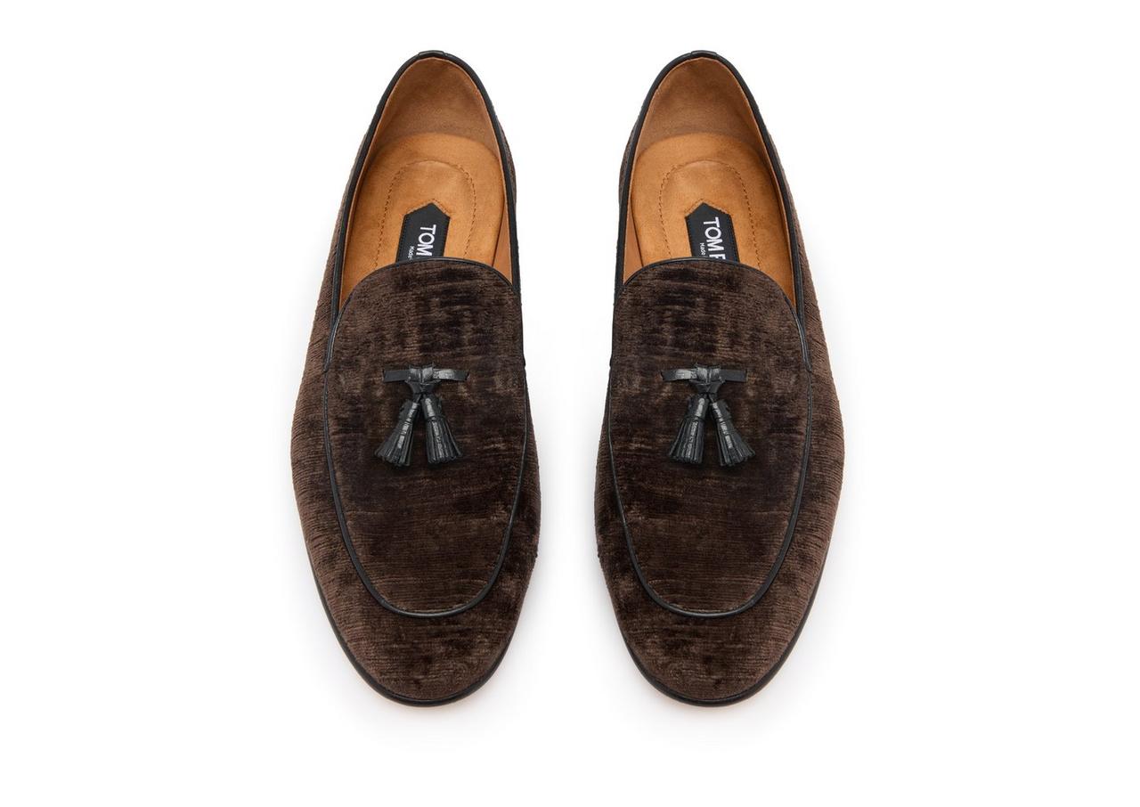 TEXTURED VELVET LIAM TASSEL LOAFER image number 1