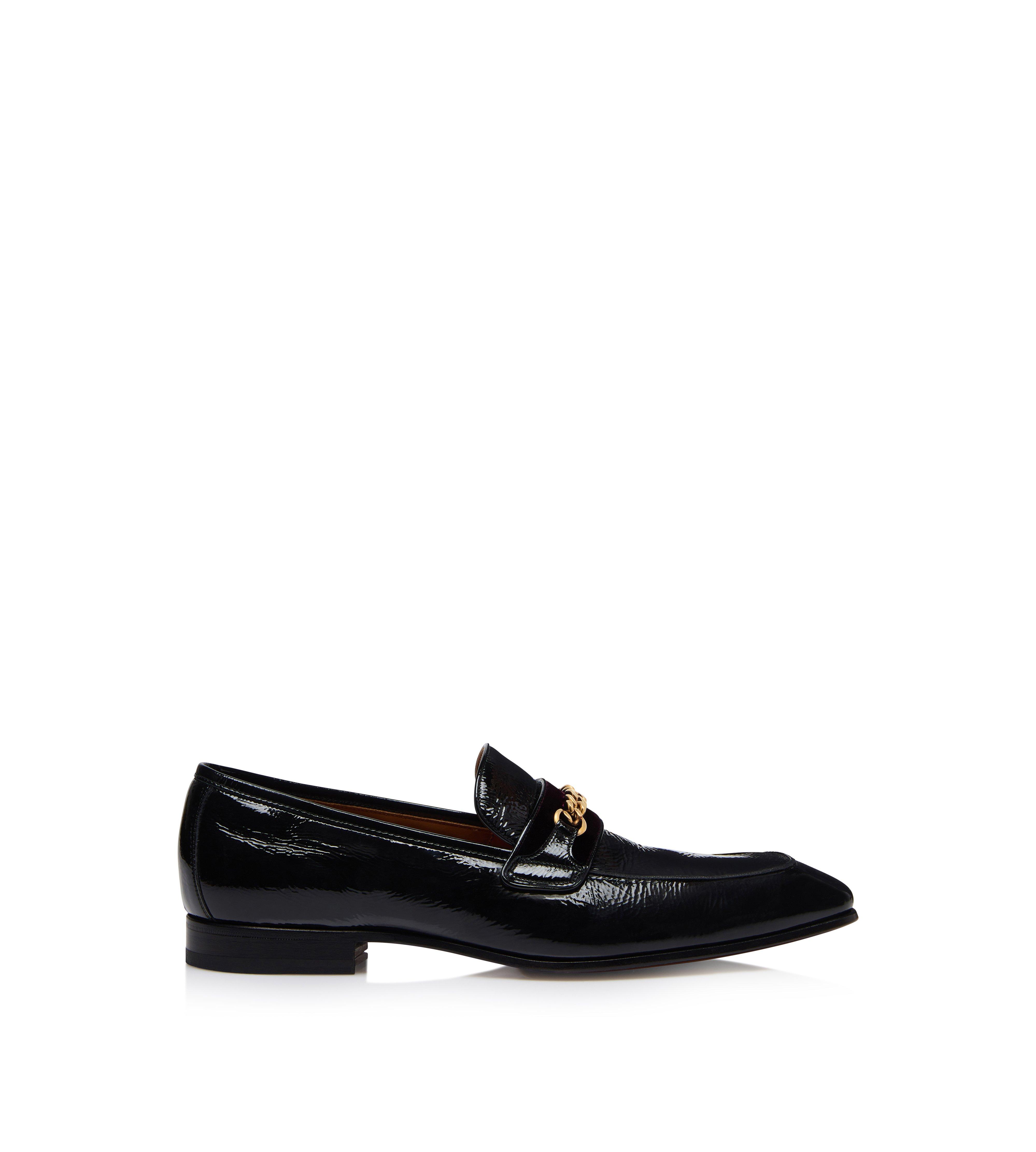 CRACKLED LEATHER BAILEY CHAIN LOAFER