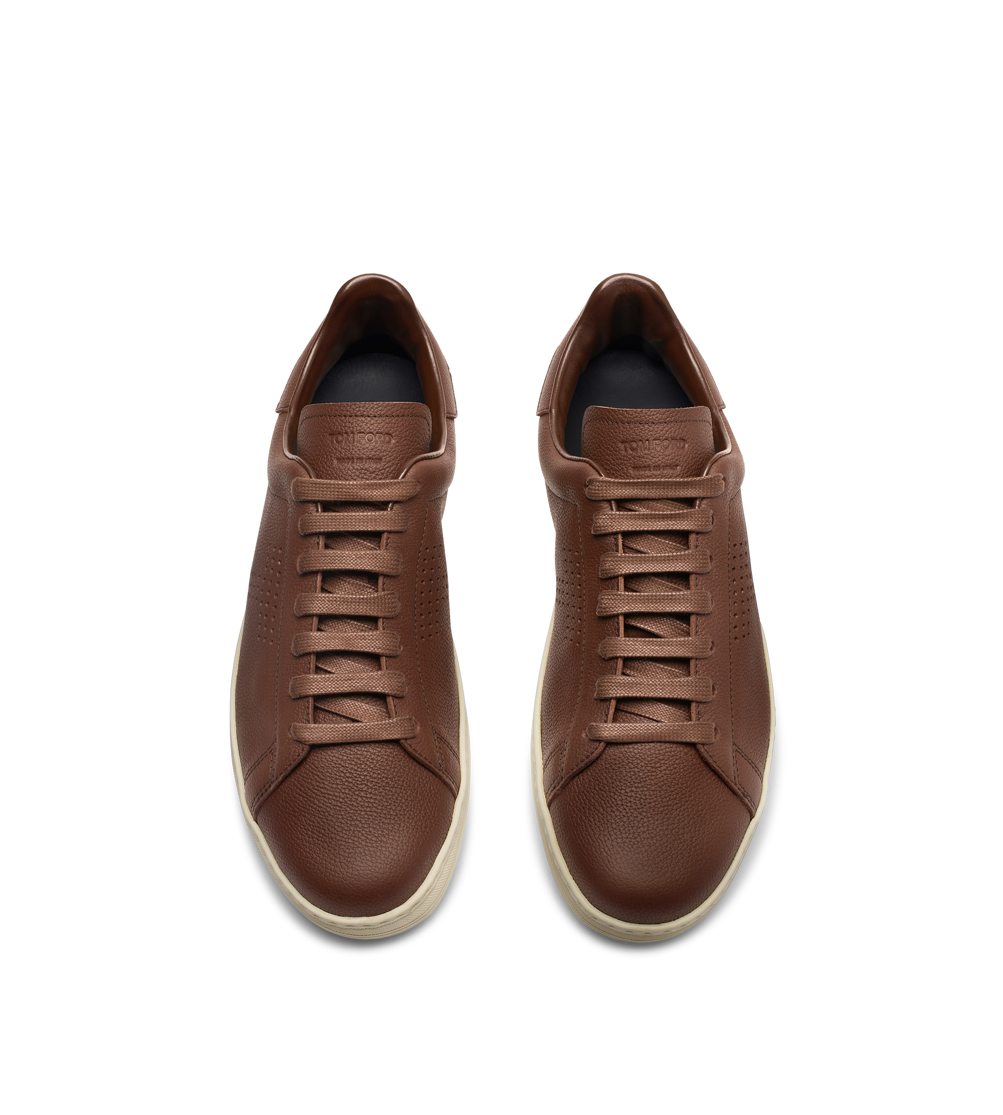 【関税＆送料込み】Tom Ford 'Waiwick' White Low Top Sneaker WARWICK GRAINED LEATHER SNEAKER | Tom Ford Fashion