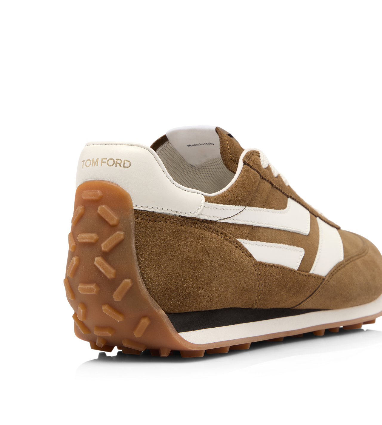 TOM FORD LEATHER DARK TAN + AMBER SUEDE MICK SNEAKER