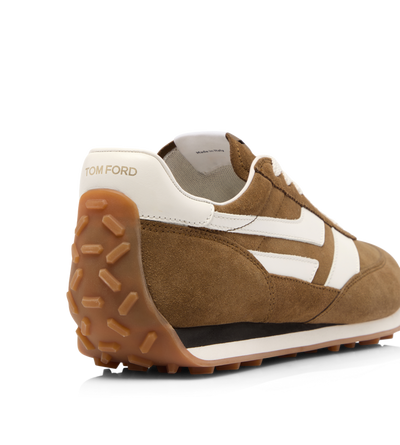 TOM FORD LEATHER DARK TAN + AMBER SUEDE MICK SNEAKER
