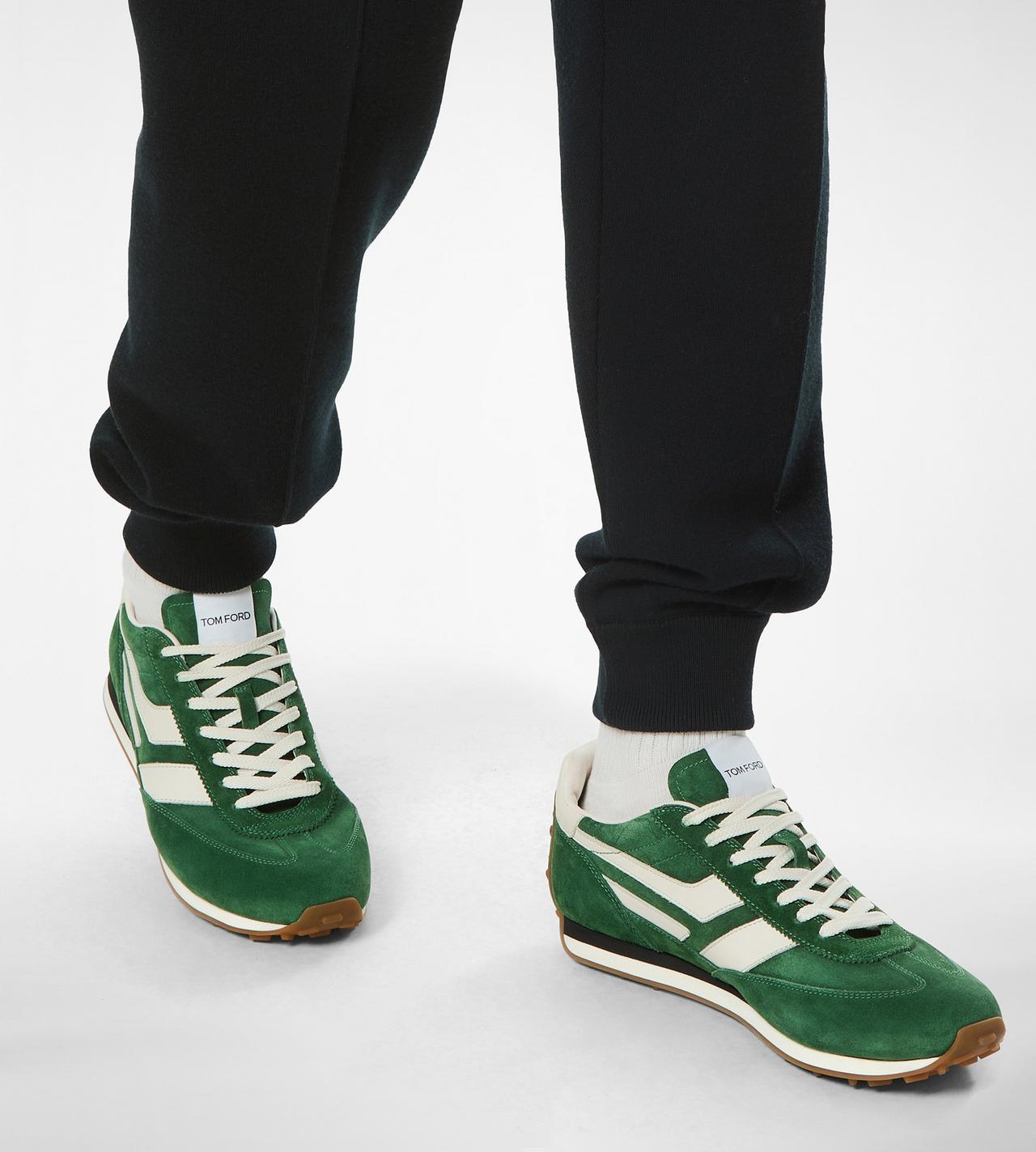 TOM FORD LEATHER EMERALD + AMBER SUEDE MICK SNEAKER