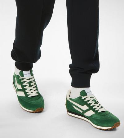 TOM FORD LEATHER EMERALD + AMBER SUEDE MICK SNEAKER