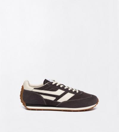 TOM FORD LEATHER ANTHRACITE + AMBER SUEDE MICK SNEAKER&nbsp;
