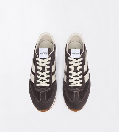 TOM FORD LEATHER ANTHRACITE + AMBER SUEDE MICK SNEAKER&nbsp;
