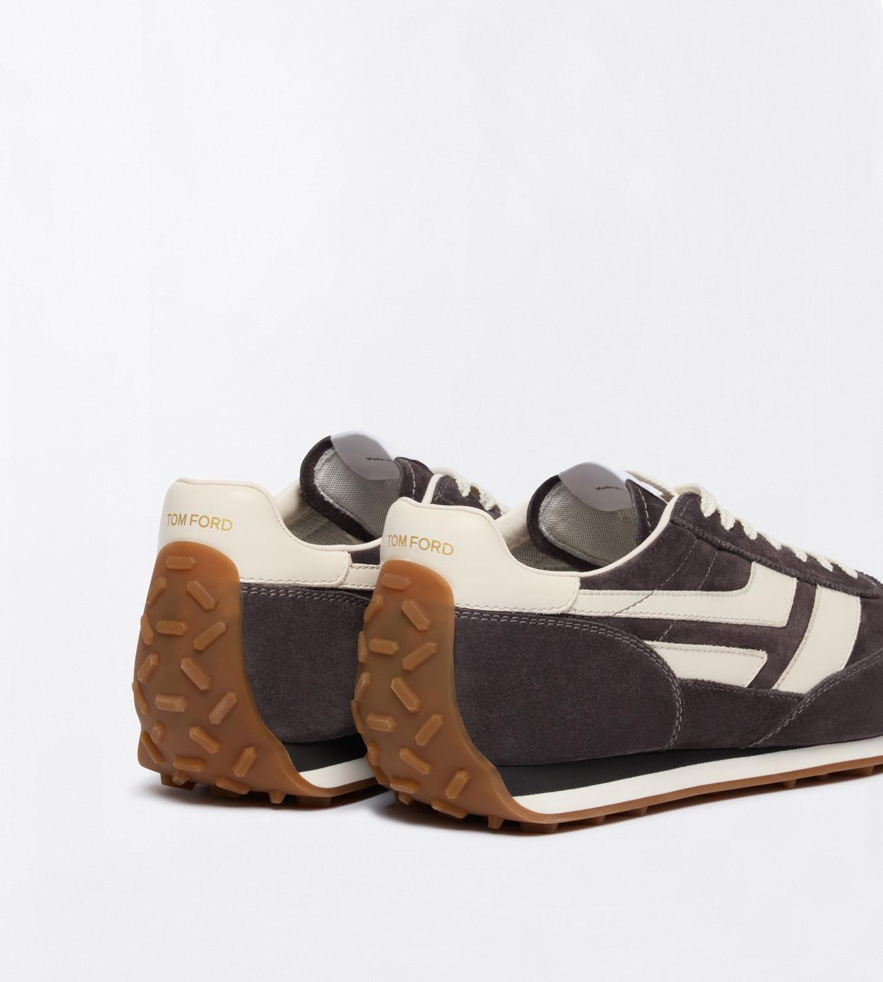 TOM FORD LEATHER ANTHRACITE + AMBER SUEDE MICK SNEAKER&nbsp;
