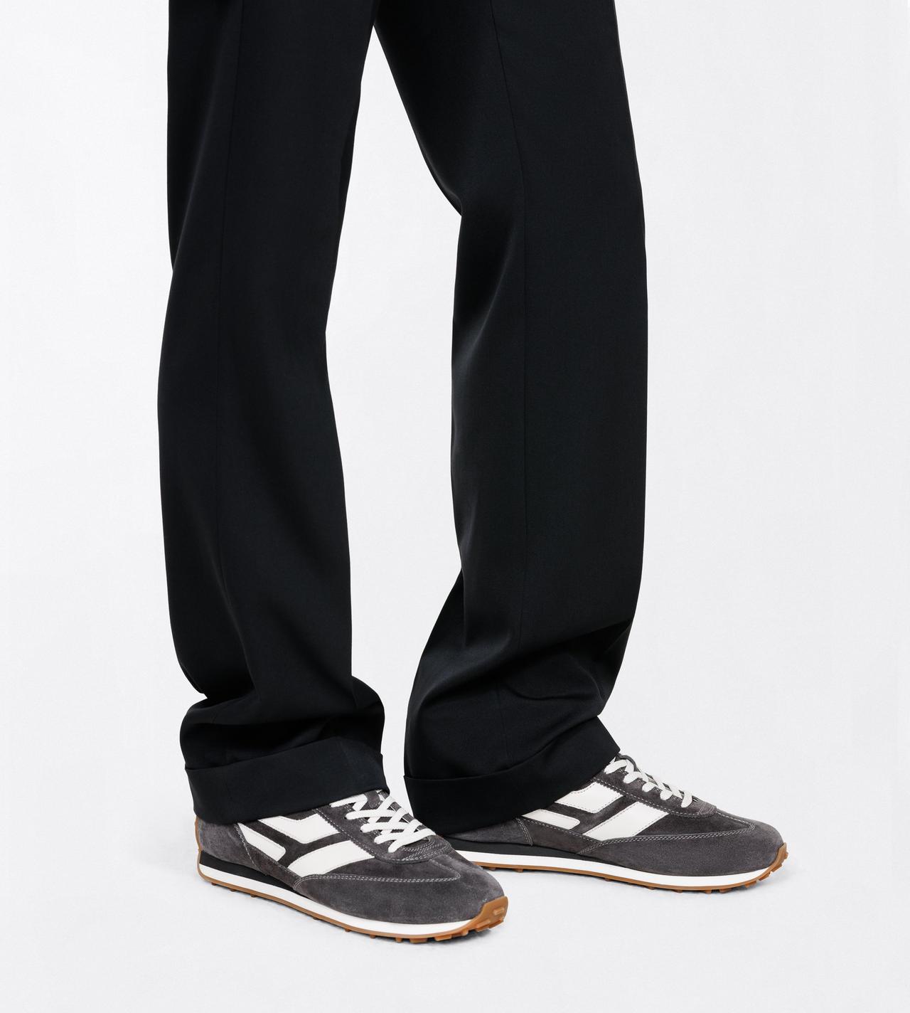 TOM FORD LEATHER ANTHRACITE + AMBER SUEDE MICK SNEAKER&nbsp;