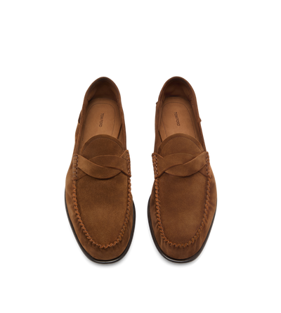 TOM FORD LEATHER WHISKY SUEDE TWISTED BAND RIPLEY LOAFER