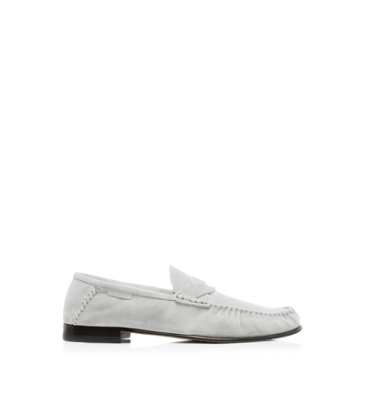 TOM FORD LEATHER OFF WHITE SUEDE TWISTED BAND RIPLEY LOAFER