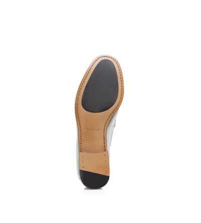 TOM FORD LEATHER OFF WHITE SUEDE TWISTED BAND RIPLEY LOAFER