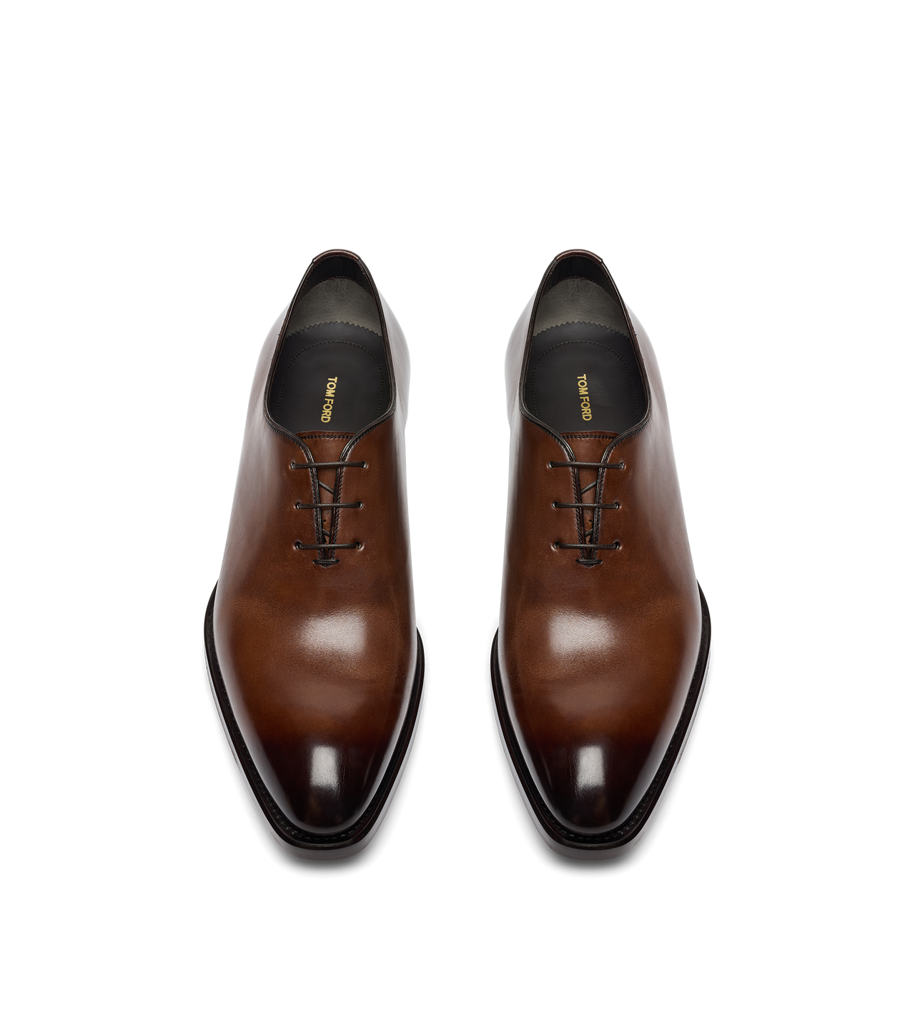 TOM FORD LEATHER CIGAR BURNISHED LEATHER WHOLE CUT LACE UP