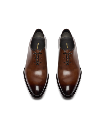 TOM FORD LEATHER CIGAR BURNISHED LEATHER WHOLE CUT LACE UP