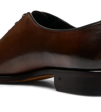 TOM FORD LEATHER CIGAR BURNISHED LEATHER WHOLE CUT LACE UP