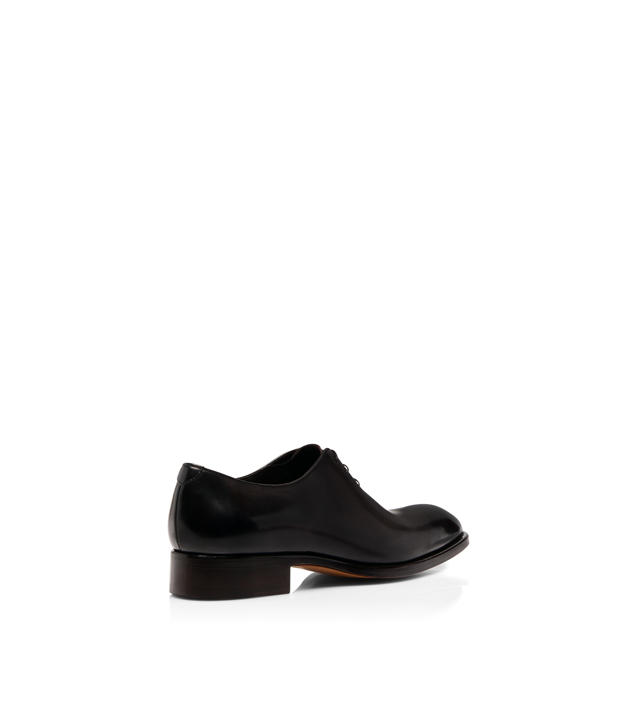 TOM FORD LEATHER EBONY BURNISHED LEATHER WHOLE CUT LACE UP