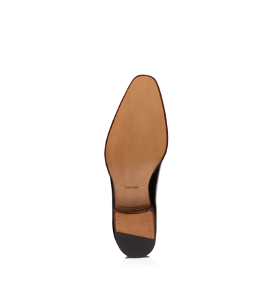 TOM FORD LEATHER EBONY BURNISHED LEATHER WHOLE CUT LACE UP