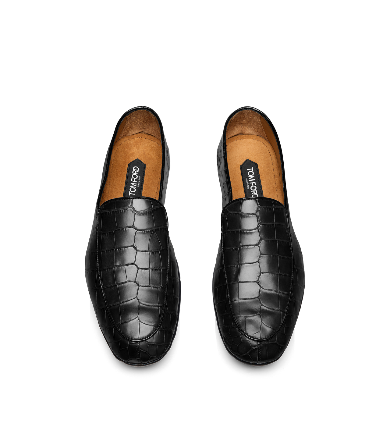 TOM FORD ALLIGATOR BLACK SLIPPER IN ALLIGATORE OPACO