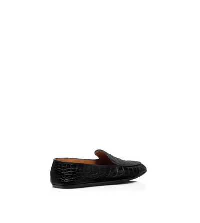 TOM FORD ALLIGATOR BLACK SLIPPER IN ALLIGATORE OPACO