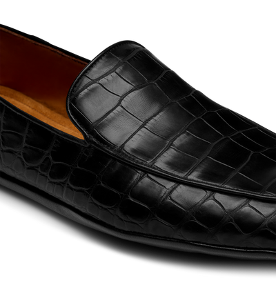 TOM FORD ALLIGATOR BLACK SLIPPER IN ALLIGATORE OPACO