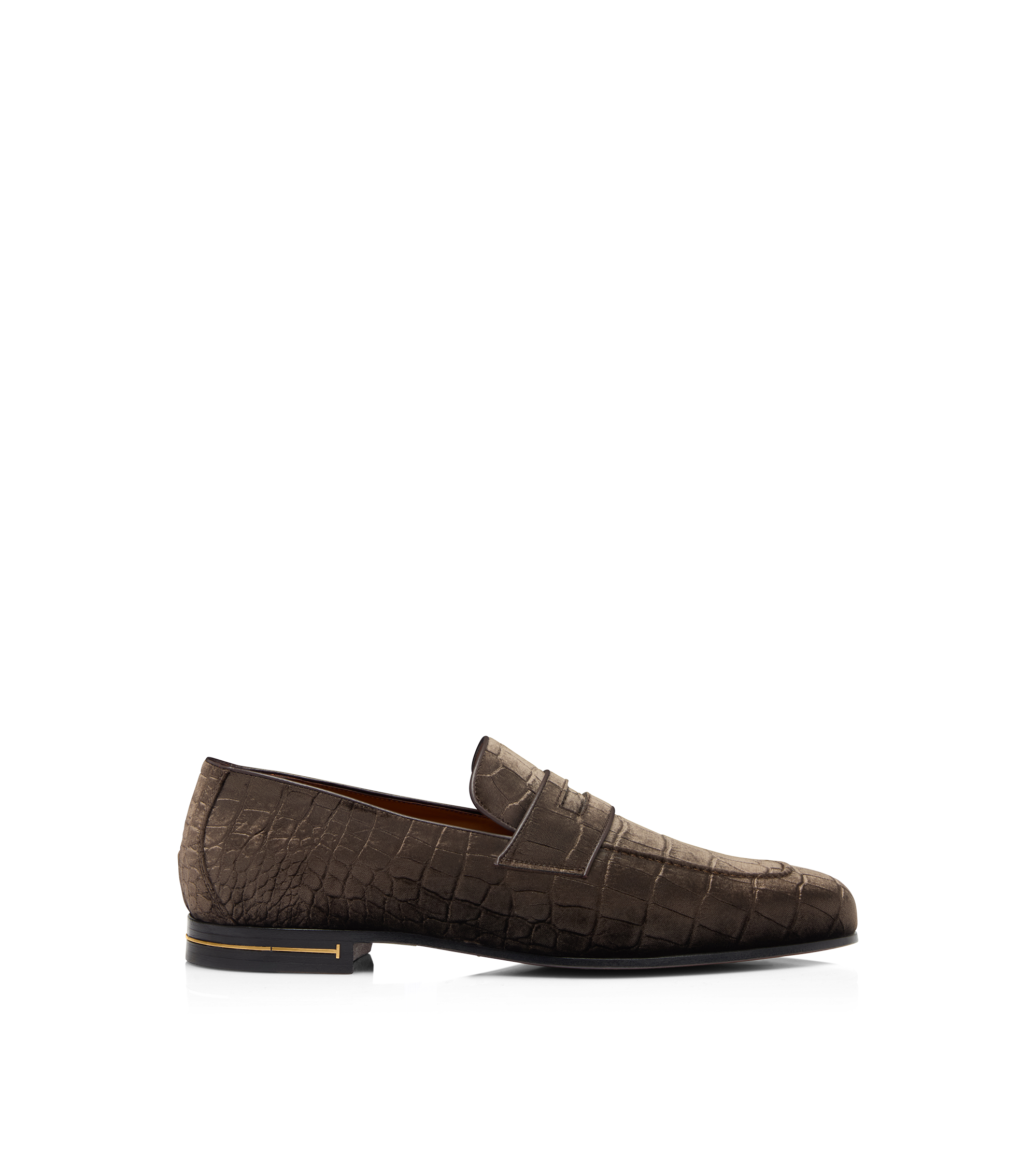 STAMPED CROC VELVET T HEEL GIGI LOAFER