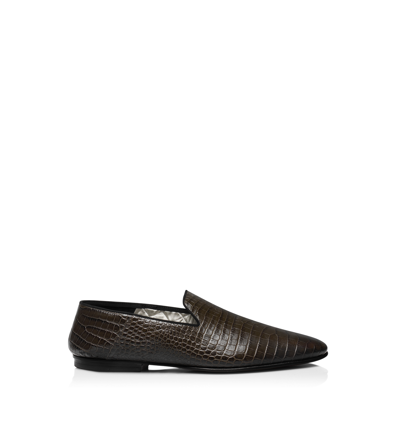 TOM FORD LEATHER MUSK PRINTED ALLIGATOR STEVEN SLIPPER