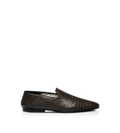 TOM FORD LEATHER MUSK PRINTED ALLIGATOR STEVEN SLIPPER