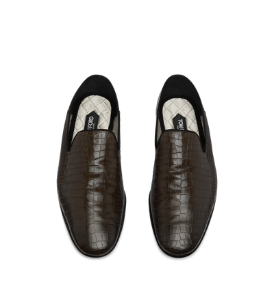 TOM FORD LEATHER MUSK PRINTED ALLIGATOR STEVEN SLIPPER