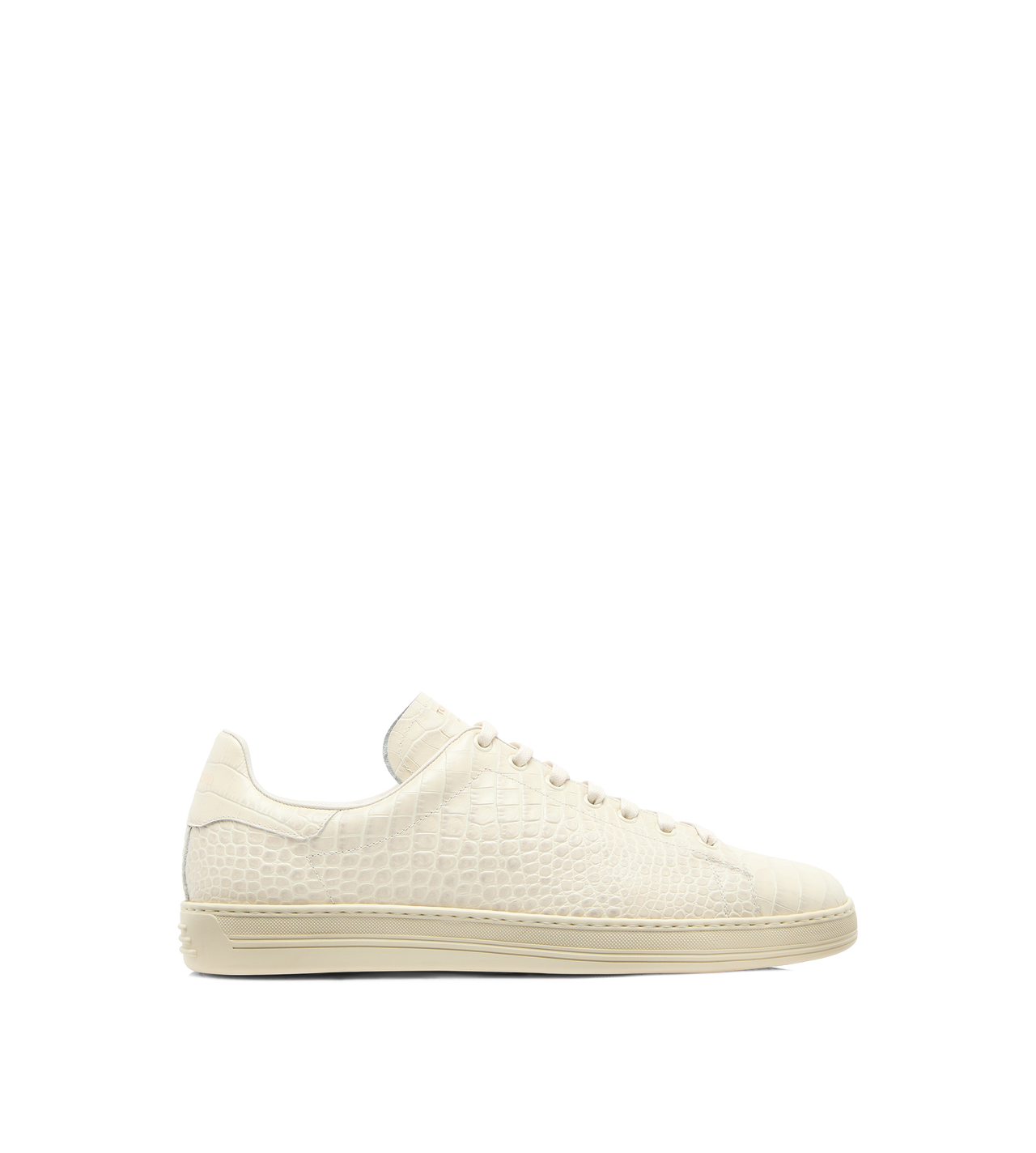 TOM FORD LEATHER IVORY + CREAM PRINTED ALLIGATOR WARWICK SNEAKER
