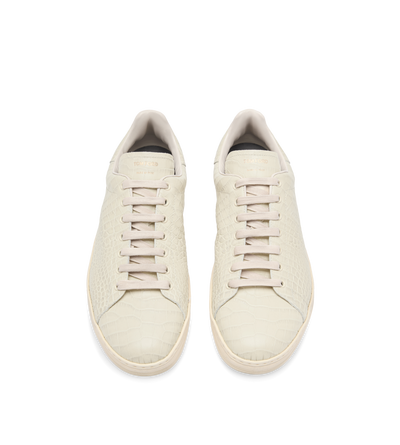 TOM FORD LEATHER IVORY + CREAM PRINTED ALLIGATOR WARWICK SNEAKER