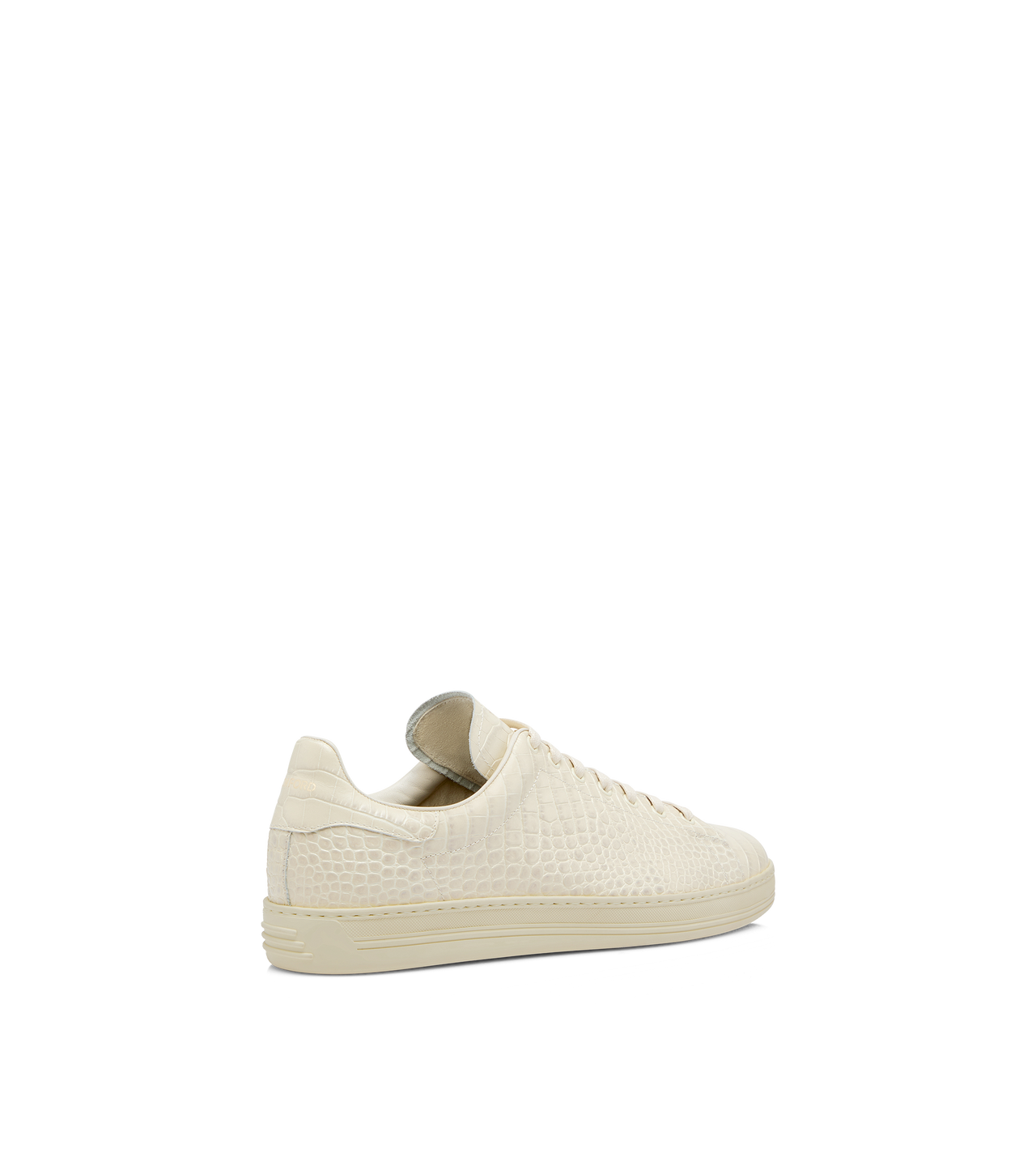 TOM FORD LEATHER IVORY + CREAM PRINTED ALLIGATOR WARWICK SNEAKER