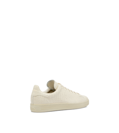 TOM FORD LEATHER IVORY + CREAM PRINTED ALLIGATOR WARWICK SNEAKER
