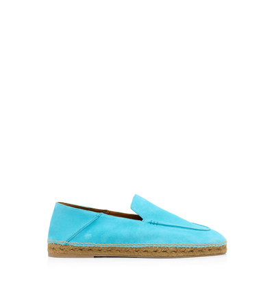 TOM FORD LEATHER AQUA BLUE + ECRU' SUEDE FINN ESPADRILLE