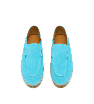 TOM FORD LEATHER AQUA BLUE + ECRU' SUEDE FINN ESPADRILLE