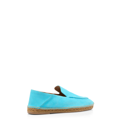 TOM FORD LEATHER AQUA BLUE + ECRU' SUEDE FINN ESPADRILLE