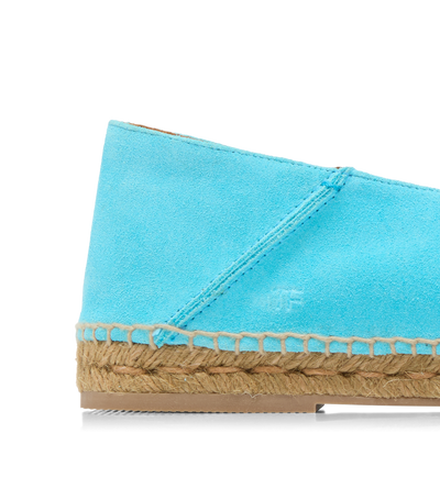 TOM FORD LEATHER AQUA BLUE + ECRU' SUEDE FINN ESPADRILLE