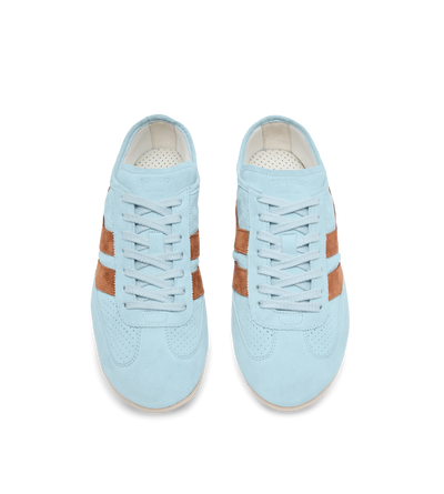 TOM FORD LEATHER LIGHT BLUE/RUST + WHITE PERFORATED SUEDE BROOK SNEAKER