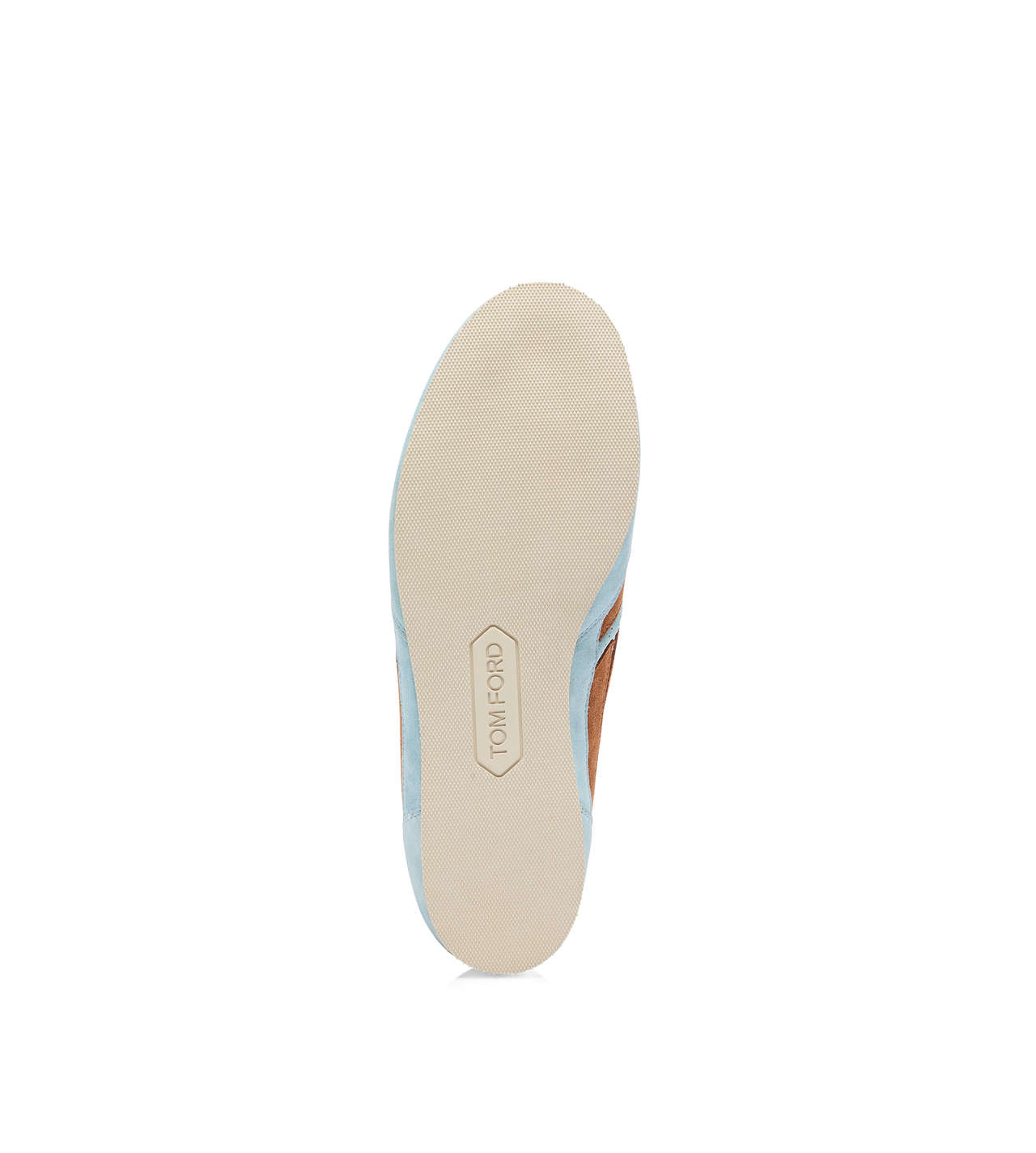 TOM FORD LEATHER LIGHT BLUE/RUST + WHITE PERFORATED SUEDE BROOK SNEAKER